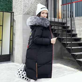 

2020 New winter coat women long jacket Collar Hooded Woman Parka Womens cotton padded Coats Thick Jacket