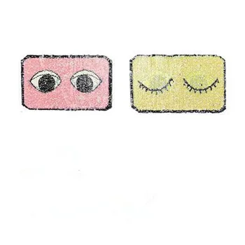 

T-shirt Girl Patch 23cm Cartoon eyes flip the double sided Patches for clothing Reversible change color sequins T shirt Women