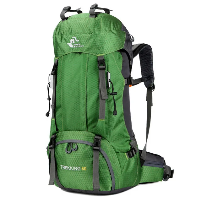 Big Capacity 60L Hiking Bag Men Women Outdoor Camping Travel Climbing Waterproof Backpack With Rain Cover Riding Sport Rucksack - Цвет: 60L Green