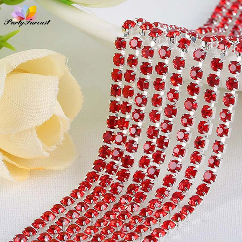 

3.0mm 1mter Claw Rhinestone Chain Multicolor Crystal for Handmade Crafts Sewing Accessories for Clothes Phone Decoration Chain