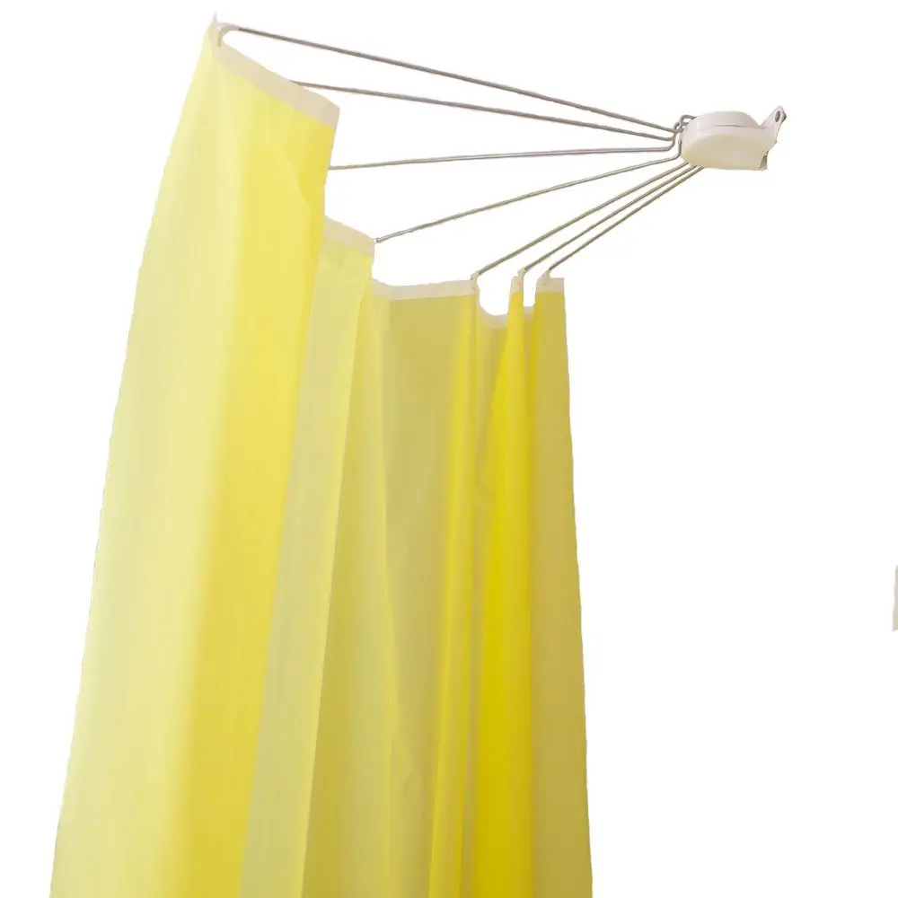 BAOYOUNI Barra de de ducha plegable en la pared, ahorrador de espacio de Metal, soporte cortina de baño en forma de abanico, riel con ganchos DQ1609|Postes cortina de