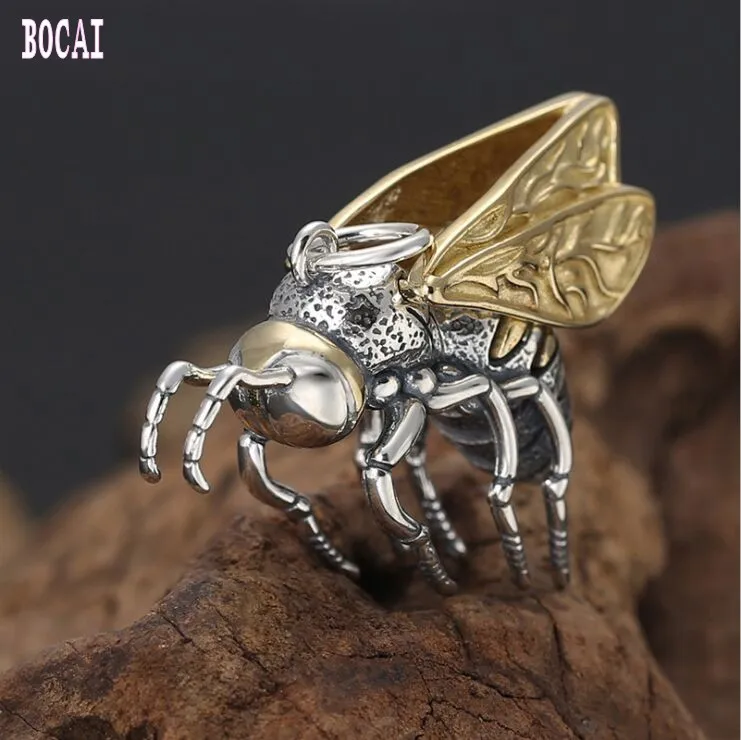 

925 solid sterling silver fashion jewelry personality Thai silver pendant creative bee men and women pendant