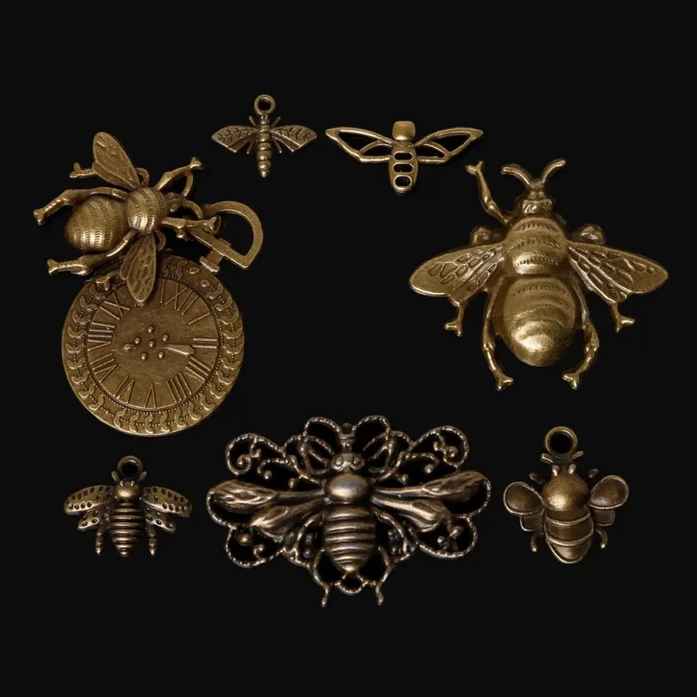 

Hot 41pcs Zinc Alloy Bee Charms Pendant Antique Bronze Plated Charm Jewelry Findings Accessories For DIY Vintage Choker Necklace