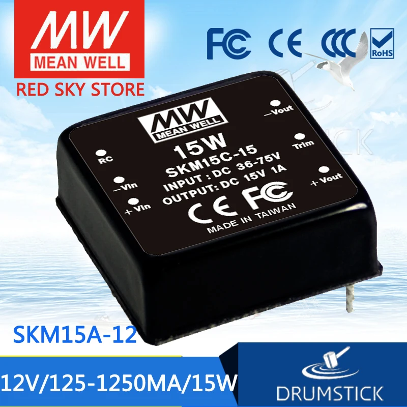 

MEAN WELL SKM15A-12 12V 1250mA meanwell SKM15 12V 15W DC-DC Regulated Single Output Converter