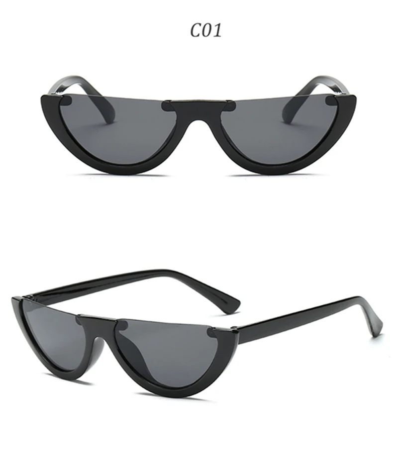 Женские крутые полуоправы, Узкая оправа, индивидуальная мода, солнцезащитные очки, женские цветные UV400 женские солнцезащитные очки кошачий глаз - Цвет линз: black black