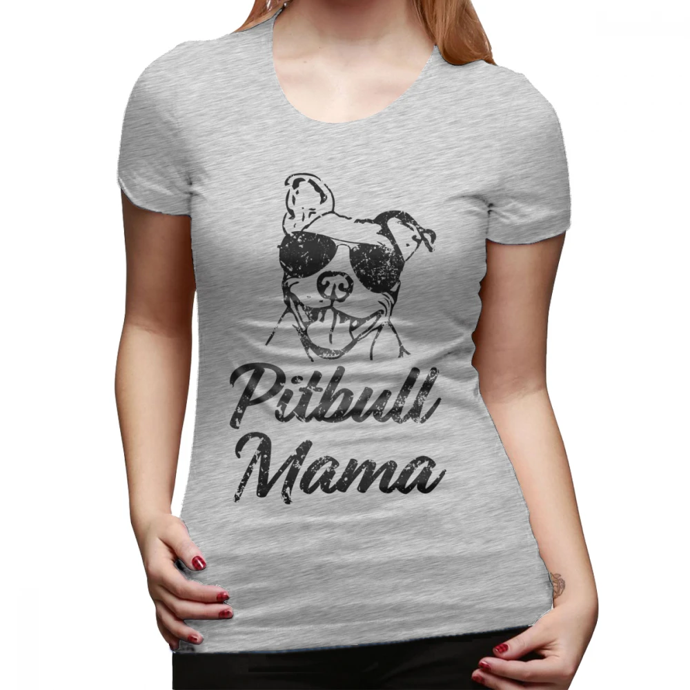 Футболка Pitbull Mama Funny Pit Bull Mom, футболка в уличном стиле, Новая модная женская футболка с коротким рукавом, женская футболка - Цвет: Серый