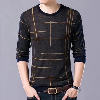 

2020 New Fashion Brand Sweater Woolen Men's Pullovers Striped Slim Fit Jumpers Knitwear Autumn Korean Style Casual Mens Clothes