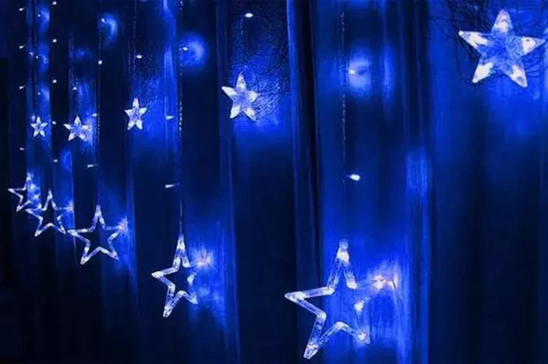 AC110V / 220V Holiday Lighting LED Fairy Star Curtain String luminarias Garland Decoration Christmas Party Wedding Light 2M