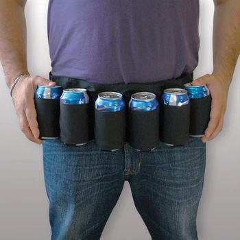 

Canvas Beer Belt Holster Drink Soda Can Bottle Pouch 6 Pack Holster Black Camouflage for Party Outdoor Camping Drinks