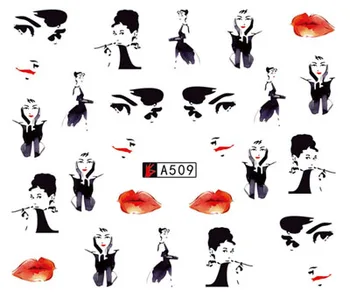 

Nail sticker art decoration Audrey young lady slider adhesive Water Transfer decals manicure lacquer art accessoires polish foil