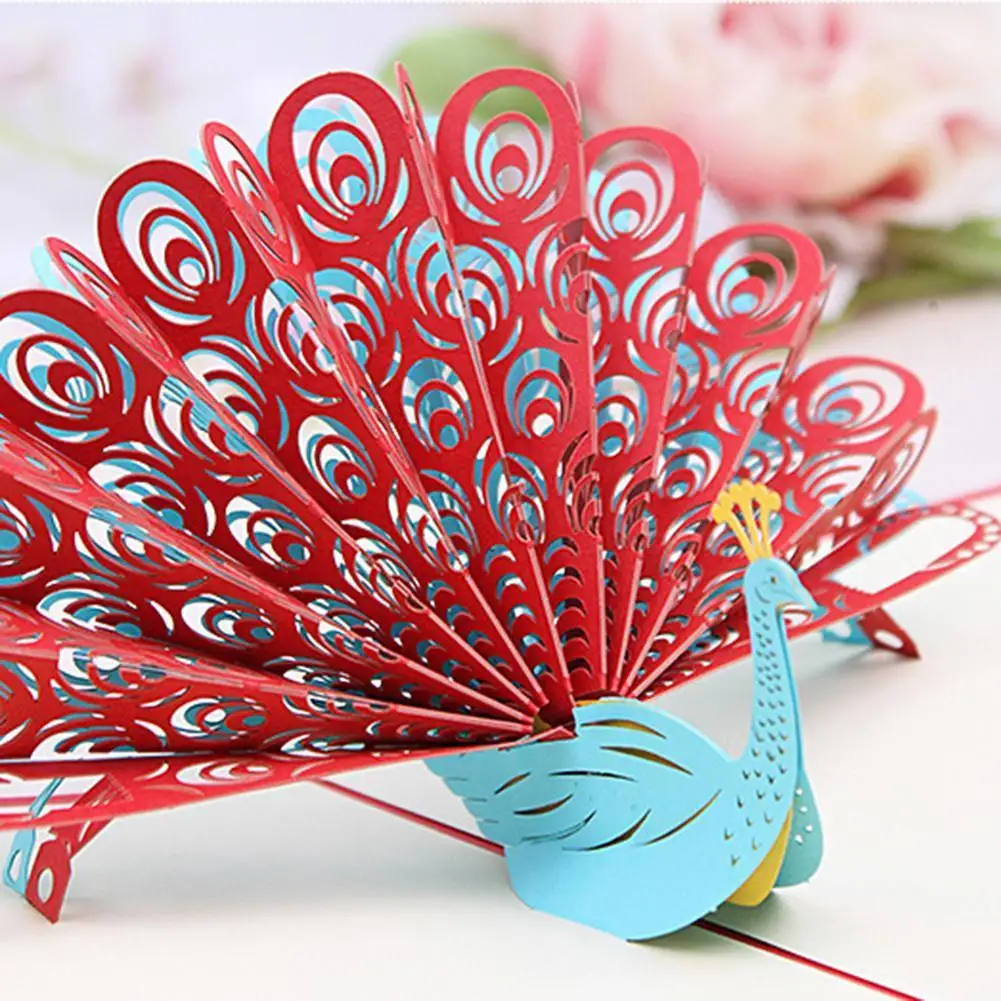  3D Innovative Greeting Card Peacock Style Multi-color Optional Invitation Card Greeting Card - 32920645573