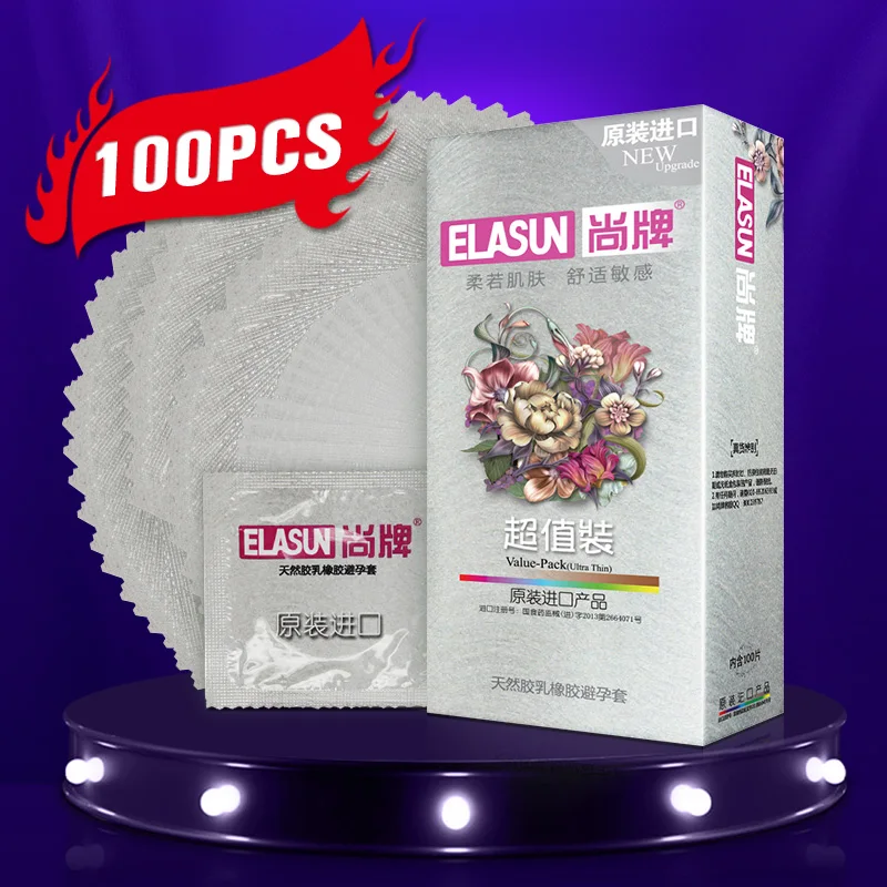 Презервативы ELASUN 100 шт./лот латексные презервативы ультратонкие 0 04 мм стимуляция