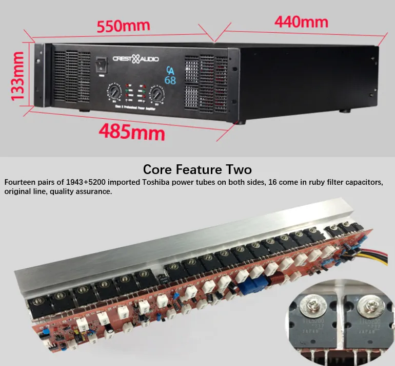 CA12 Professional Power Amplifier Pure Power Amplifier 2channels 2U KTV/Stage/Home Entertainment KTV 8ohm 450W*2/4ohm 900W*2