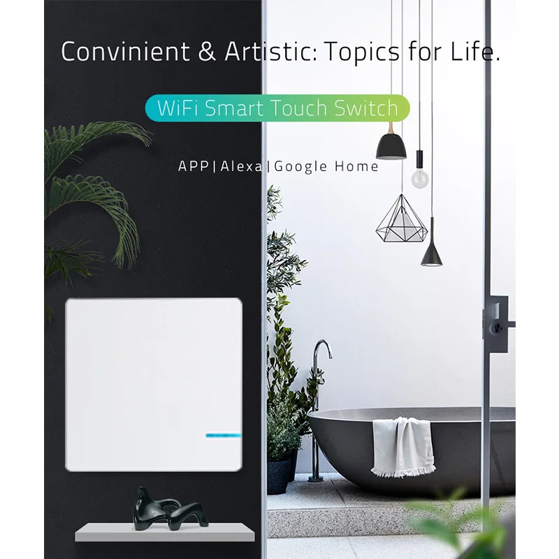 

2019 New Arrival 1/2/3 Gang push button switch On / Off Wall Light Switch With LED light waterproof remote control