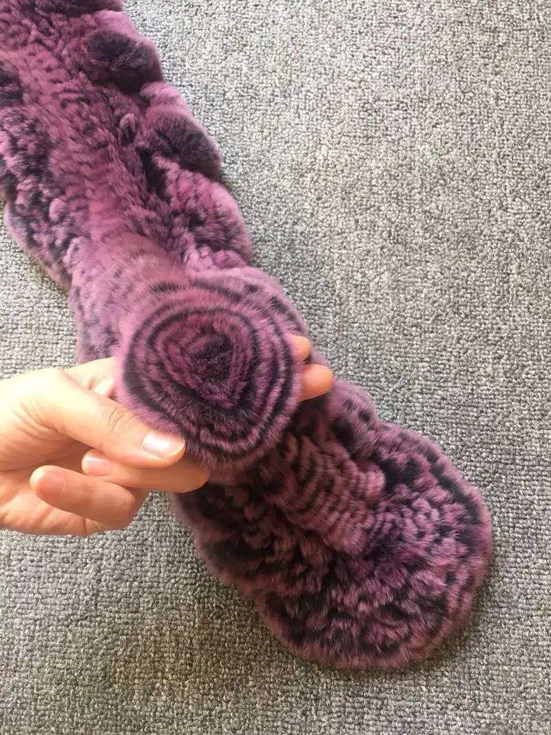 genuine knitted rabbit fur scarf neck collar (6)