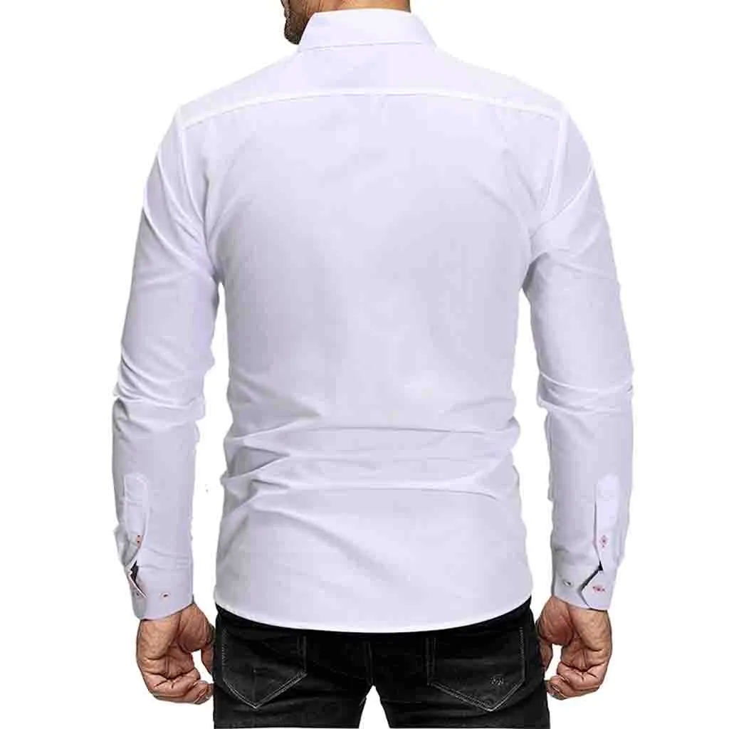 Размера плюс мужские рубашки с длинным рукавом Уличная Рубашка мужская белая гавайская рубашка платье льняные мужские рубашки Повседневная приталенная Одежда Camisa