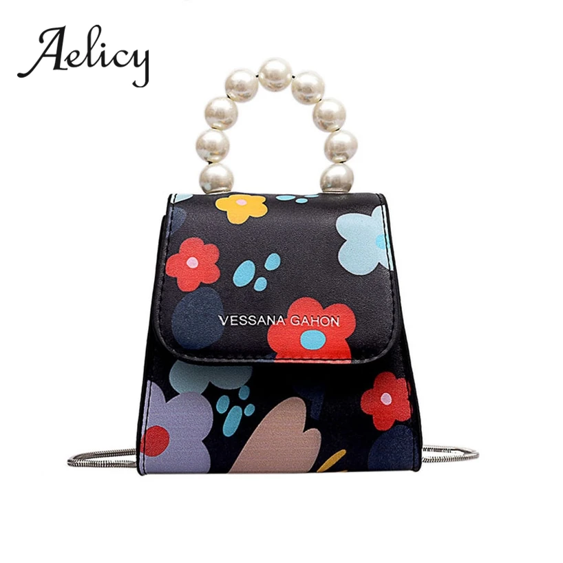 

Aelicy Women Handbags Fashion Design Printed Pearl Shoulder Bag Lady Waterproof Luxury Chain Tote Bags Cute Small For Girls