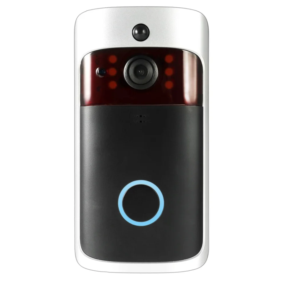 Умный беспроводной WiFi дверной звонок безопасности визуальная запись потребление удаленный домашний мониторинг ночного видения умный видео телефон двери - Цвет: Black