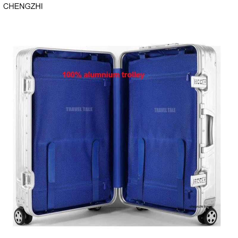 

CHENGZHI 20"24"26"29" inch luxury brand aluminium suitcase carry on trolley luggage bag for traveling