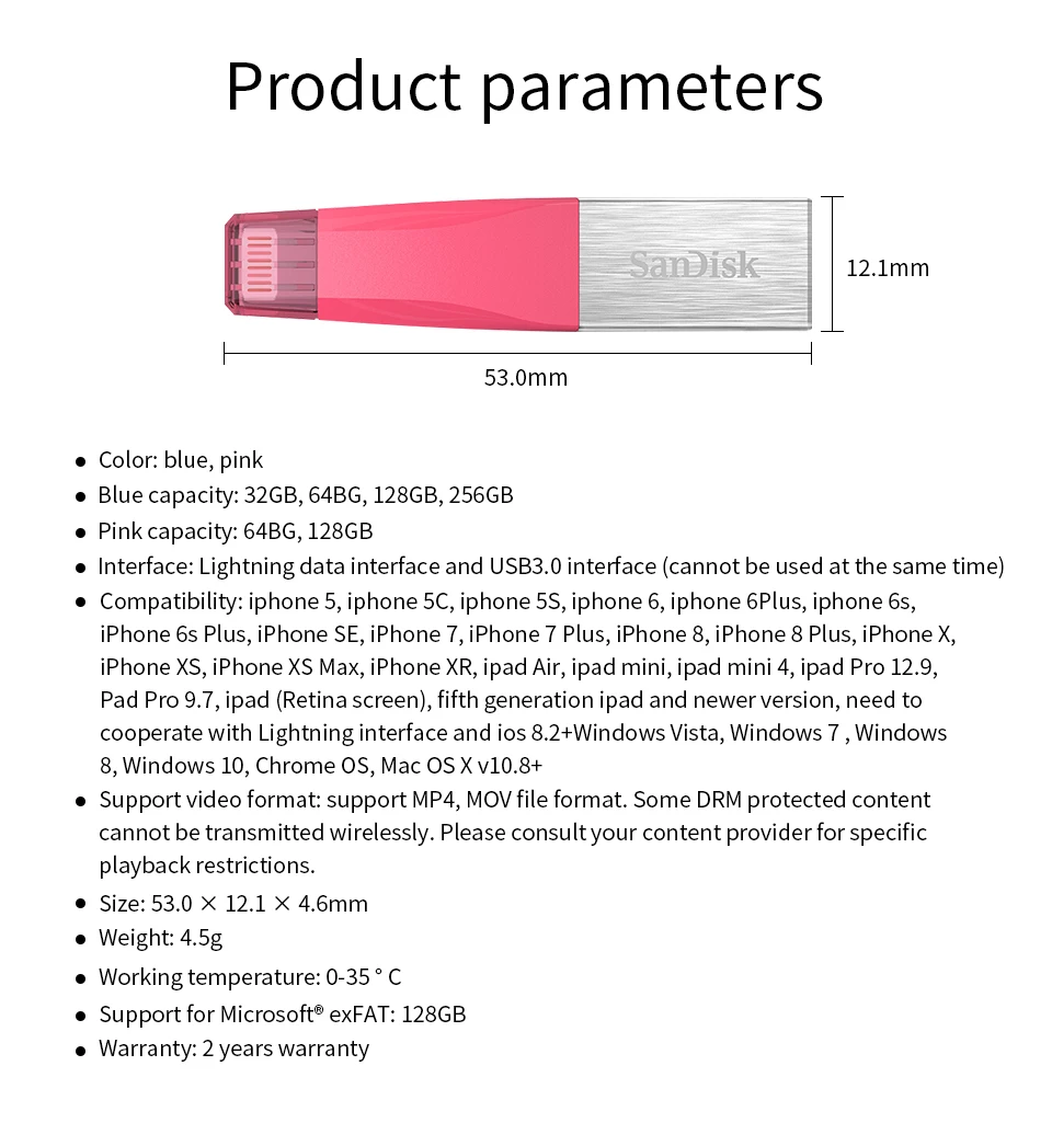 Sandisk iXPand OTG флэш накопитель USB 3,0 64 Гб Lightning разъем Металлическая Ручка U диск memory stick 128 для iPhone iPAD