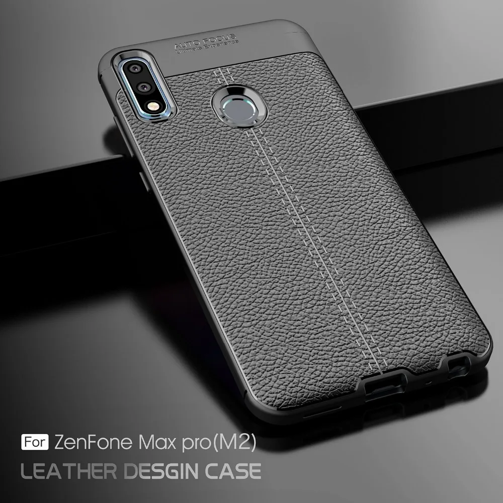 Чехол для Asus Zenfone Max Pro M2 ZB631KL с кожаной текстурой силиконовая мягкая Задняя