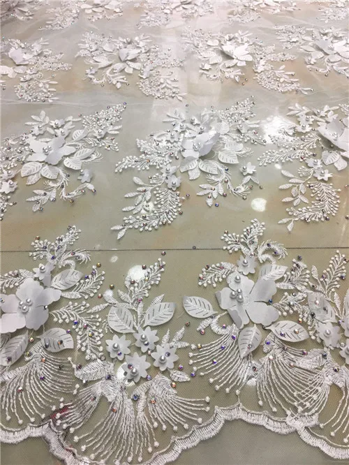 

African Net Lace Embroidered Mesh Lace Fabric French Nigerian Wedding African 3d Lace Fabric For Wedding Dresses