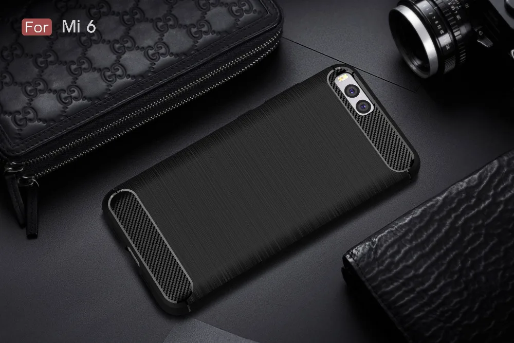 עבור Xiaomi Mi 6 מקרה סיליקון מקרה עבור Xiaomi Mi6 mi 6 מקרה כיסוי Fundas רך פחמן סיבי Brushe Coque etui Capinha Aksesuar