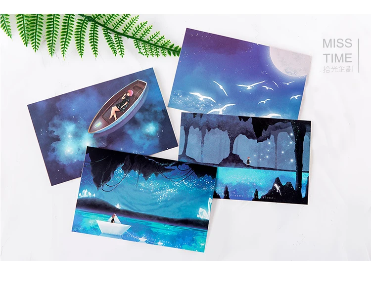 30 шт./упак. коробки фосфоресцирующий открытка открытки с днем рождения Бизнес Подарочные карты набор карт сообщение