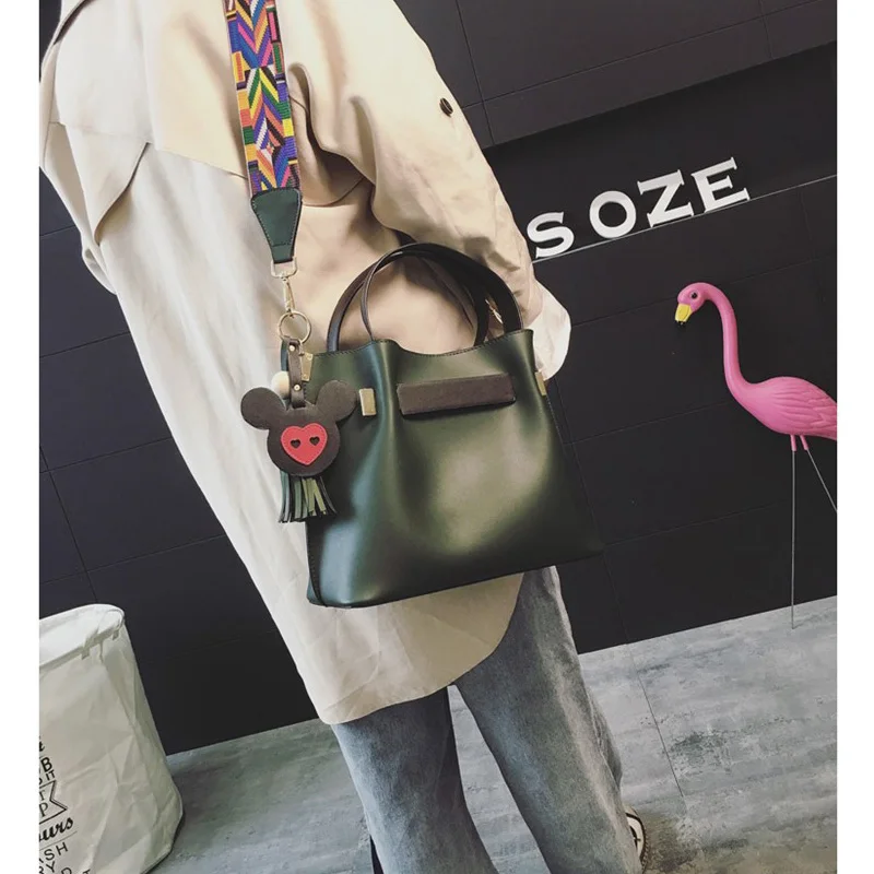 

2018 Fashion Women Shoulder Bag Pu Leather Crossbody Bag Lady Messenger Bag Handbag Totes with colorful shoulder straps