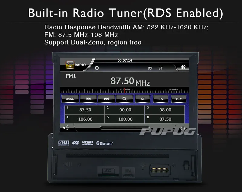 Discount 1 Din Car Stereo GPS Navigation 1 Din Car DVD 7 Inch Car Radio Detachable Panel Car Headunit Bluetooth Steering Wheel control 6