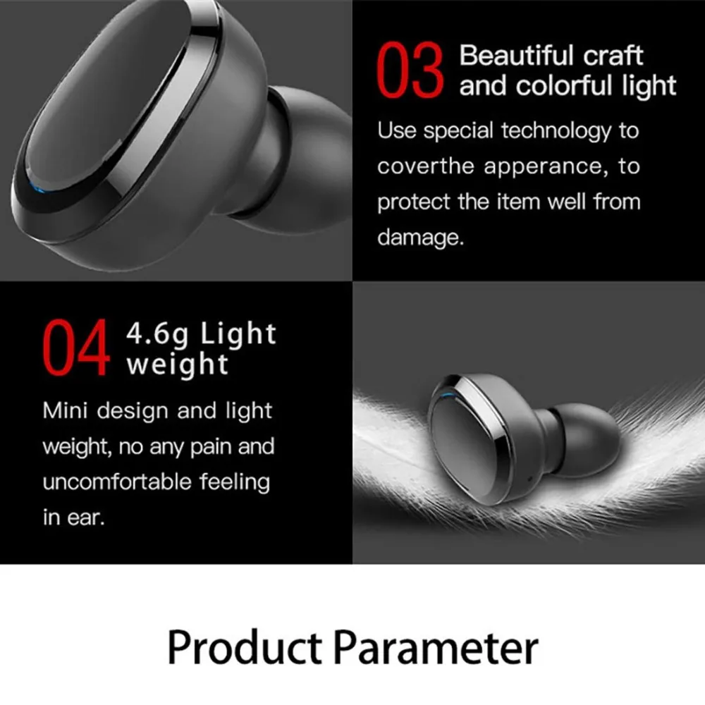 TWS Bluetooth Earphones Wireless Chargeable Earbuds Stereo Deep Bass With Mic TWS Earbuds For Smart Devices With Charging Box