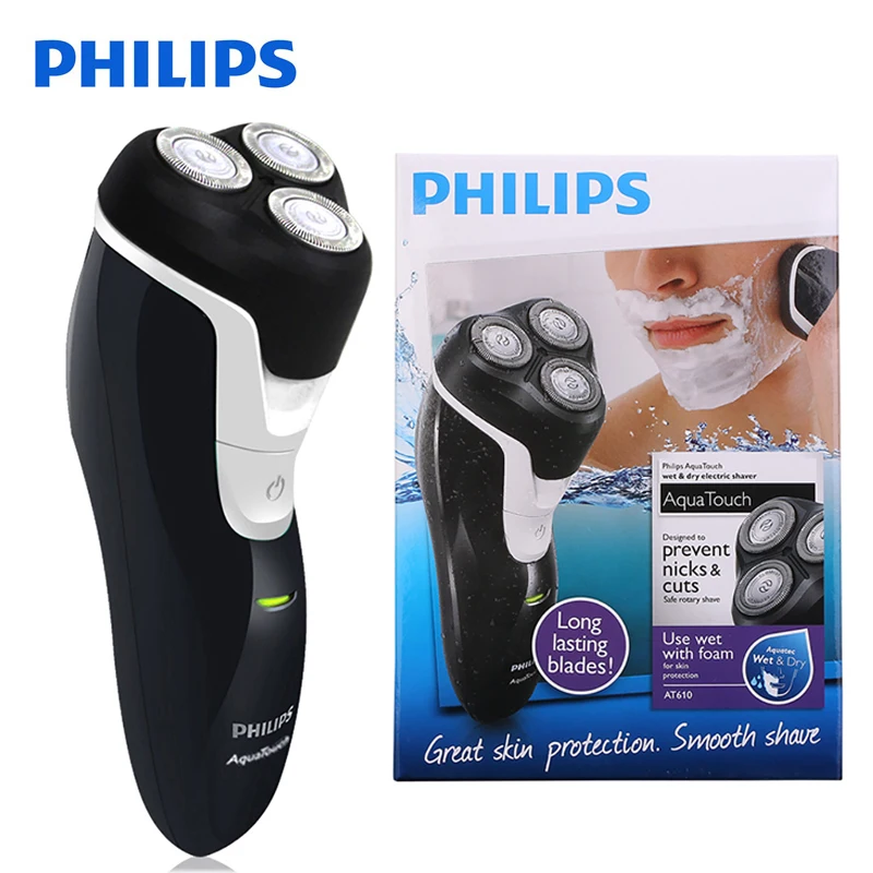 Philips AT610 электрическая бритва с тройным Лезвием перезаряжаемый триммер сухая и влажная Функция Поддержка мытья всего тела для мужчин