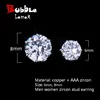 6mm/8mm AAA Zircon CZ Round Stud Earrings Hip hop Jewelry Men Copper Material Iced Bling Push-back 1