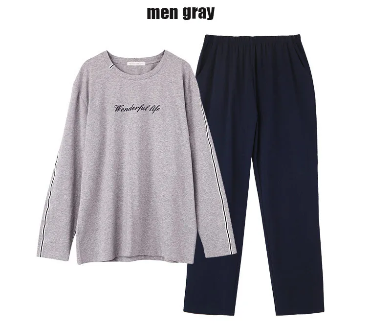 Мужские пижамы осенние хлопковые пижамы с длинными рукавами мужские пижамы серые пижамы для отдыха пижамные комплекты парные свитера Удобная ночная рубашка - Цвет: gray