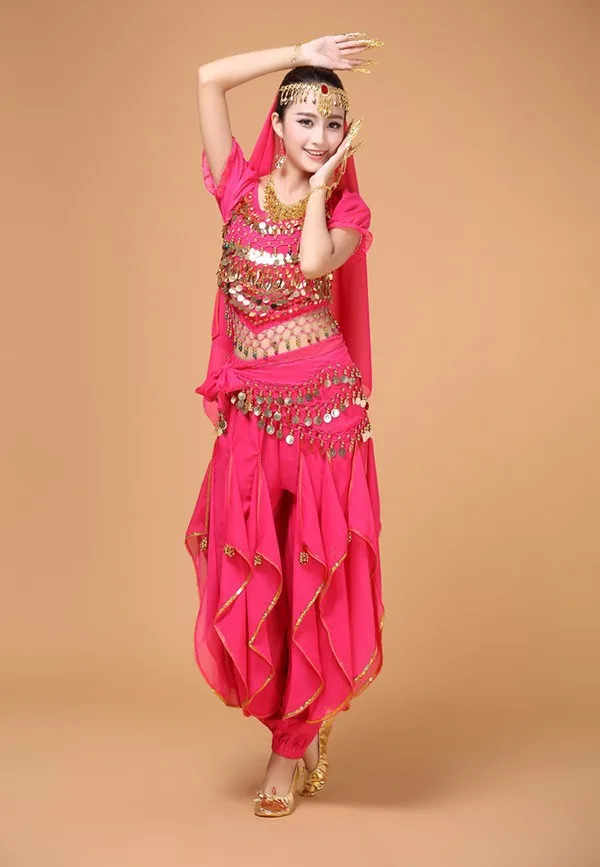 New Plus Size 4pcs Set Belly Dance Costume Bollywood Costume Indian Dress Bellydance Dress Womens Belly Dancing Costume Sets