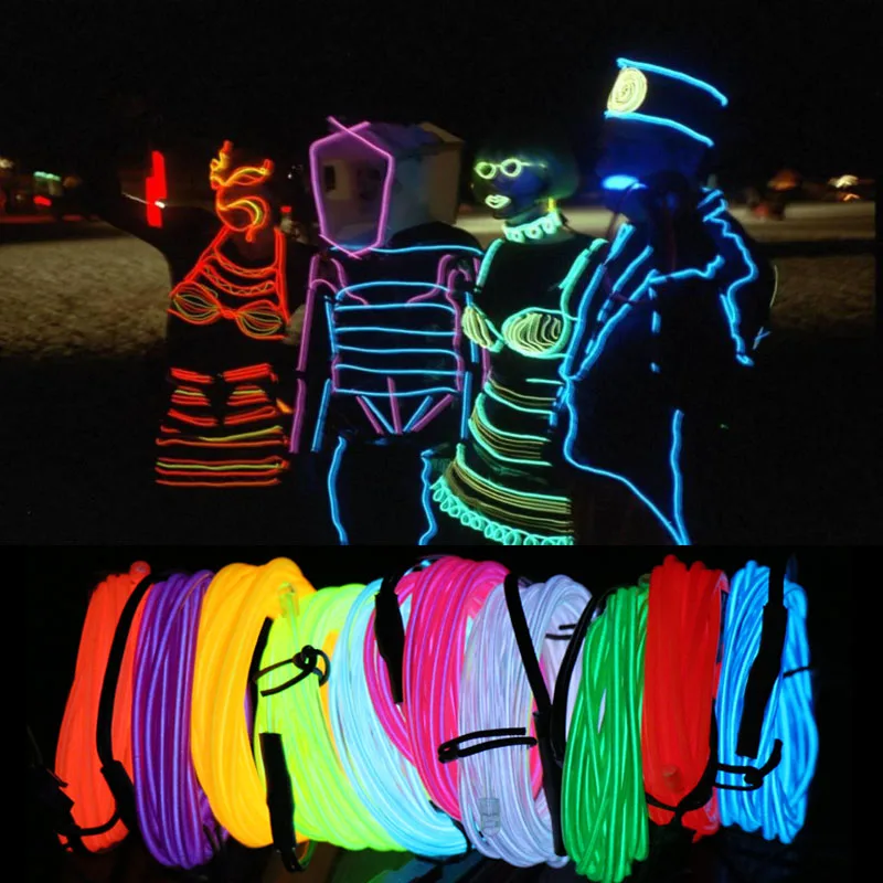 

3M 9.9FT Neon Light Dance Party Decor Light Neon LED lamp Flexible EL Wire Rope Tube Waterproof LED Strip With Controller