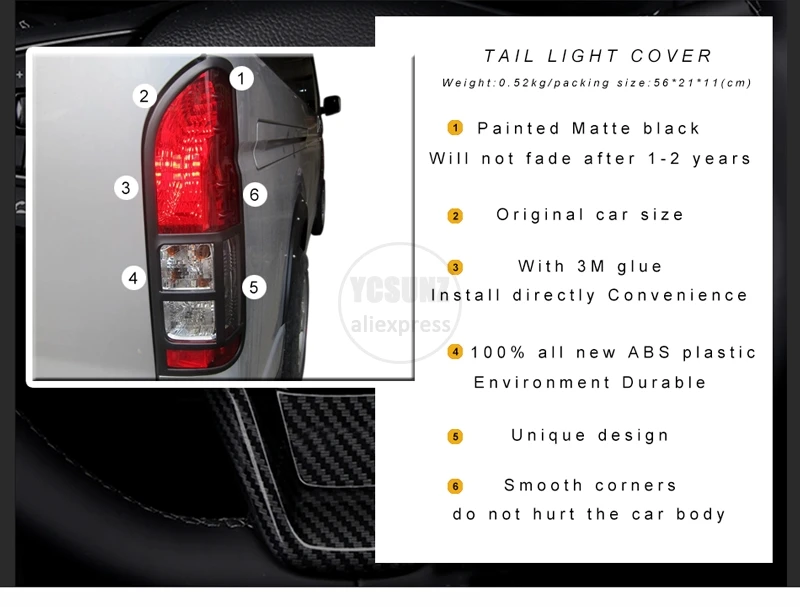 YCSUNZ для Toyota Hiace- abs Матовый Черный Задний светильник, крышка лампы, автомобильные аксессуары для Противотуманные фары для Toyota Hiace Commuter