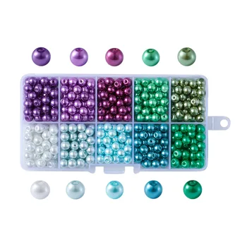 

Pandahall 1Box Mixed Style Round Glass Pearl Beads, Dyed, Mixed Color, 6mm, Hole: 1mm; about 50pcs/compartment, about 500pcs/box