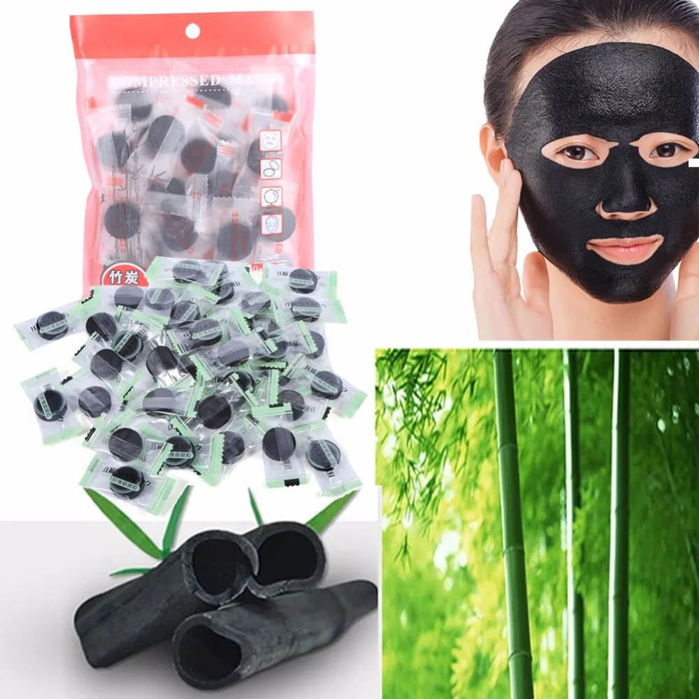

30Pcs/40Pcs Compressed Mask Paper Facial Natural Bamboo Charcoal Mask Paper Fiber DIY Compressed Mask Paper Blackhead Face Care