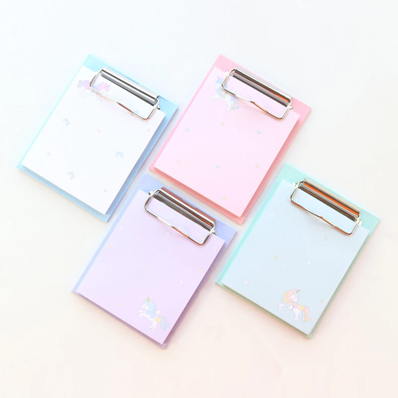 

Domikee cute kawaii cartoon unicorn pattern school note pad with clipboard set stationery,portable memo pad set 50 sheets