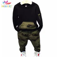 Belababy Boys Clothing Sets Baby Spring Sports Casual Long Sleeve Shirt+Pants Kids 2PCS Camouflage Kids Tracksuit For Boys