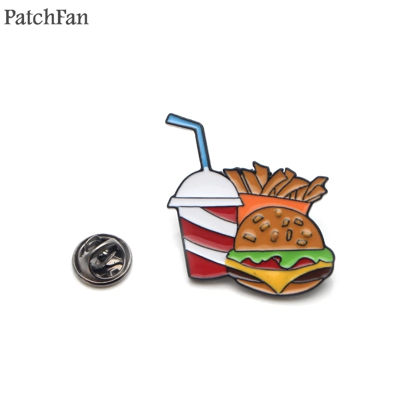 

Patchfan Hamburger chips Drinks Zinc Enamel pin Trendy medal para backpack shirt clothes bag brooches badges for men women A1823