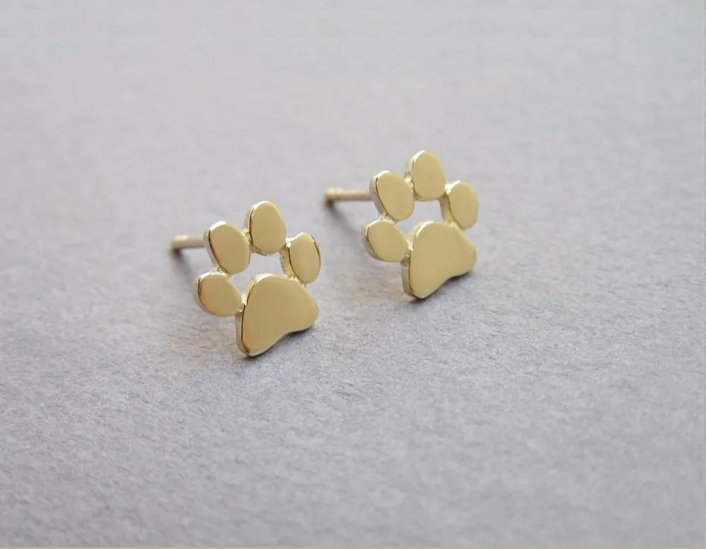Cute Cat And Dog Paw Stud Earrings - Je11*