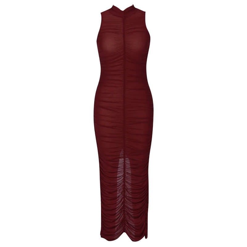 mesh bodycon maxi dress