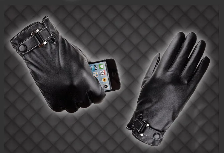 Модные осенние Для мужчин водительские перчатки Для мужчин s кожаные перчатки Сенсорный экран варежки Очаровательная текстовые сообщения