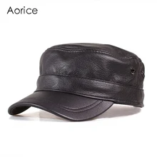 Aorice, натуральная кожа, Мужская бейсболка, зимняя шапка, высокое качество, для мужчин, настоящая овечья кожа, для женщин, одноцветные, армейские шапки, регулируемая HL153-B