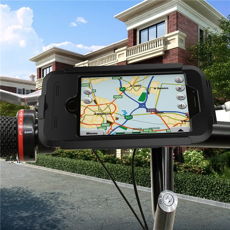 Waterproof Phone Holder Bike Mount Phone Holder Bicycle Bike Phone Case Holder Handlebar Clip Stand Mount Bracket Support for iPhone 6 6S Moto GPS Navigation Holder (2)