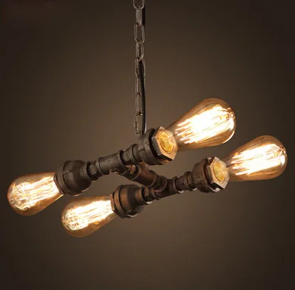 

4 Lamp Pipe Style Pendant Lights Art Pendant Light Edison Bar Vintage Pendant Light Contains Edison Bulb Free Shipping
