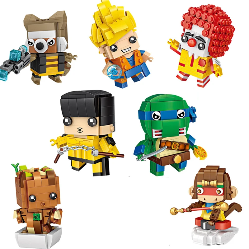 

LOZ diamonds building block big head figures nanoblock ninja Rocket monkey Goku Racoons king Bruce lee mcdonals joker brick toys