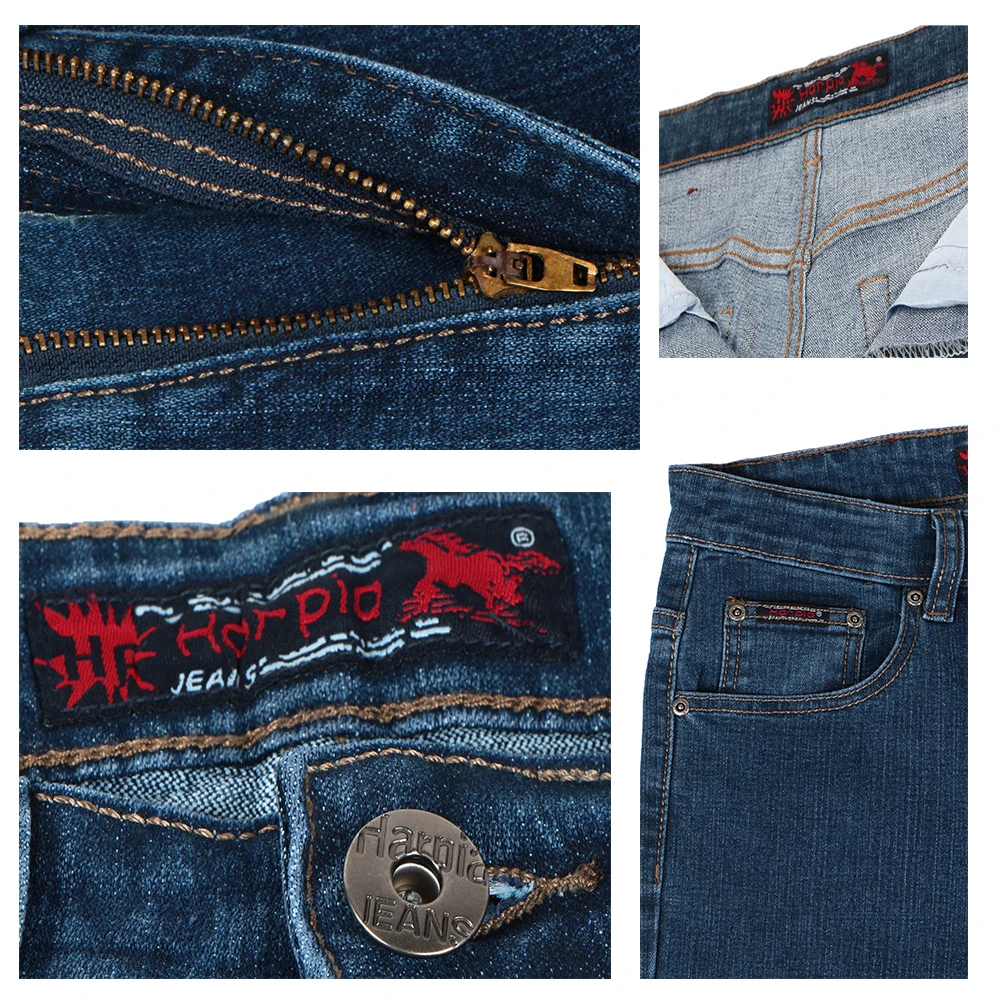 HARPIA Mens Jeans Pants Men Casual Denim Trousers Man Classic Cowboy Long Pants Male Blue elastic Straight Jeans Autumn Winter